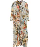 knee length dresses for ladies Black And White Embroidered Toucan Euroflax™ Premium Linen Sleeveless Maxi  Dress