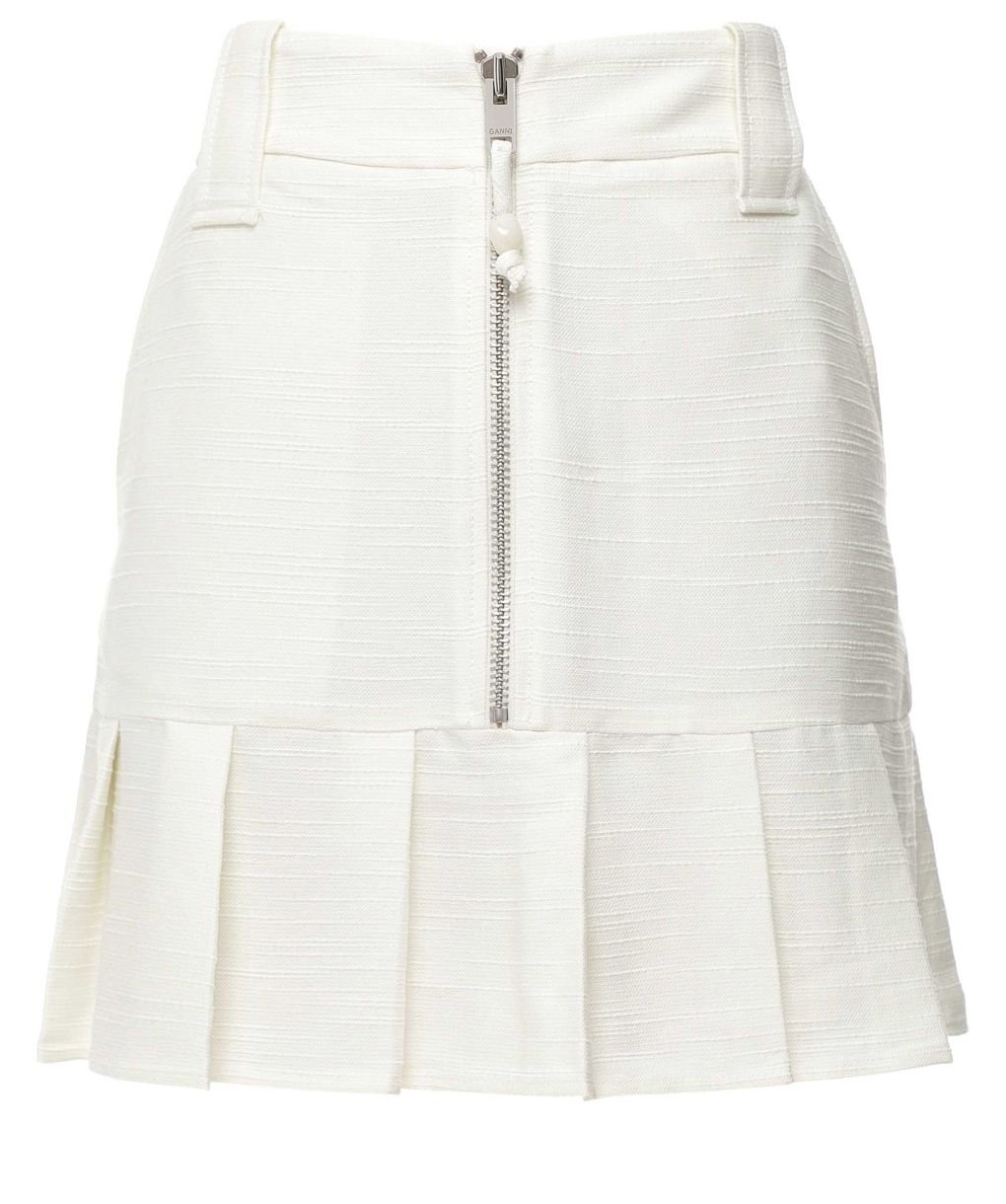 GANNI Cream Slub Linen Mini Skirt | Jules B
