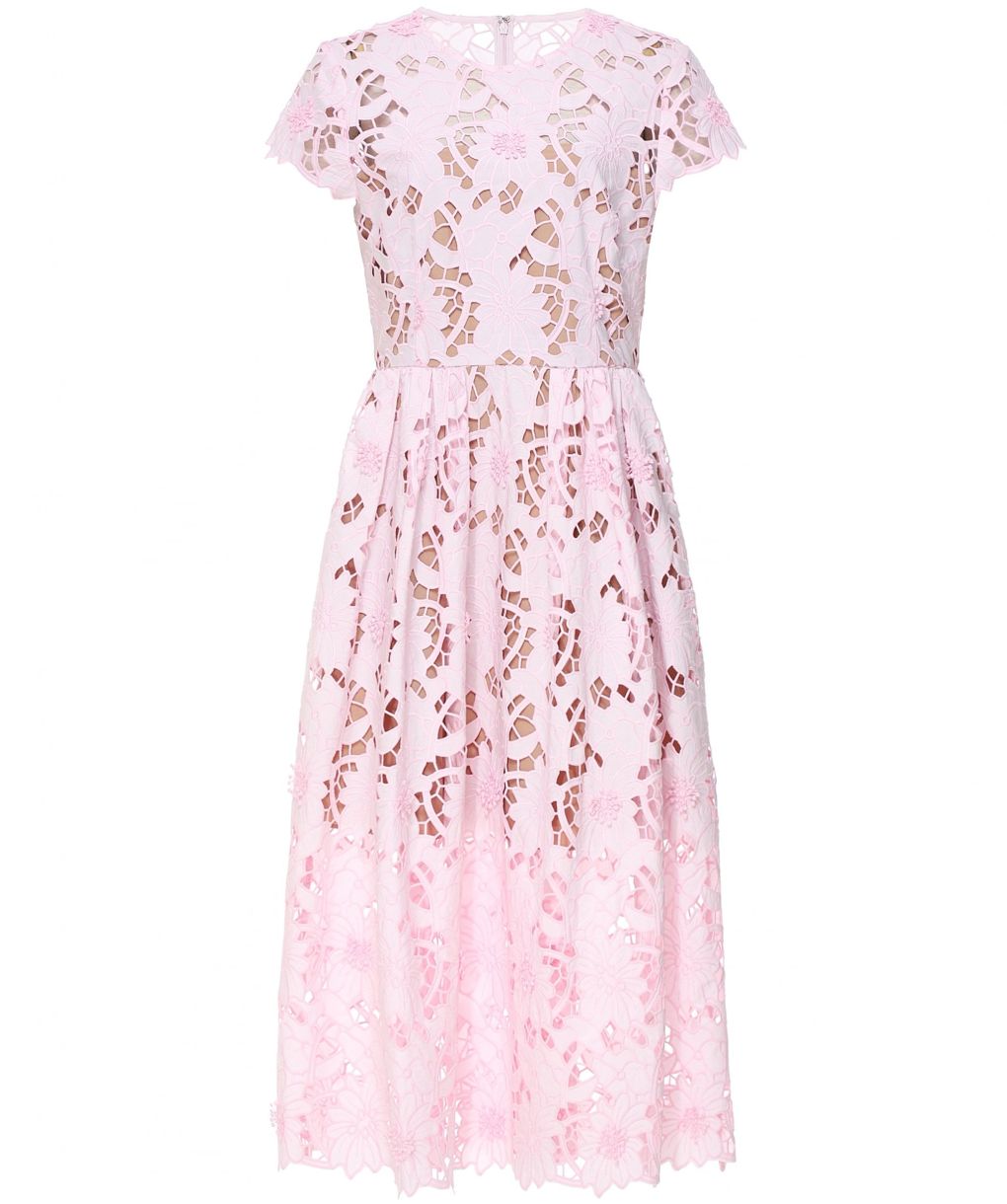 Self-Portrait Pink Peony Guipure Lace Midi Dress | Jules B