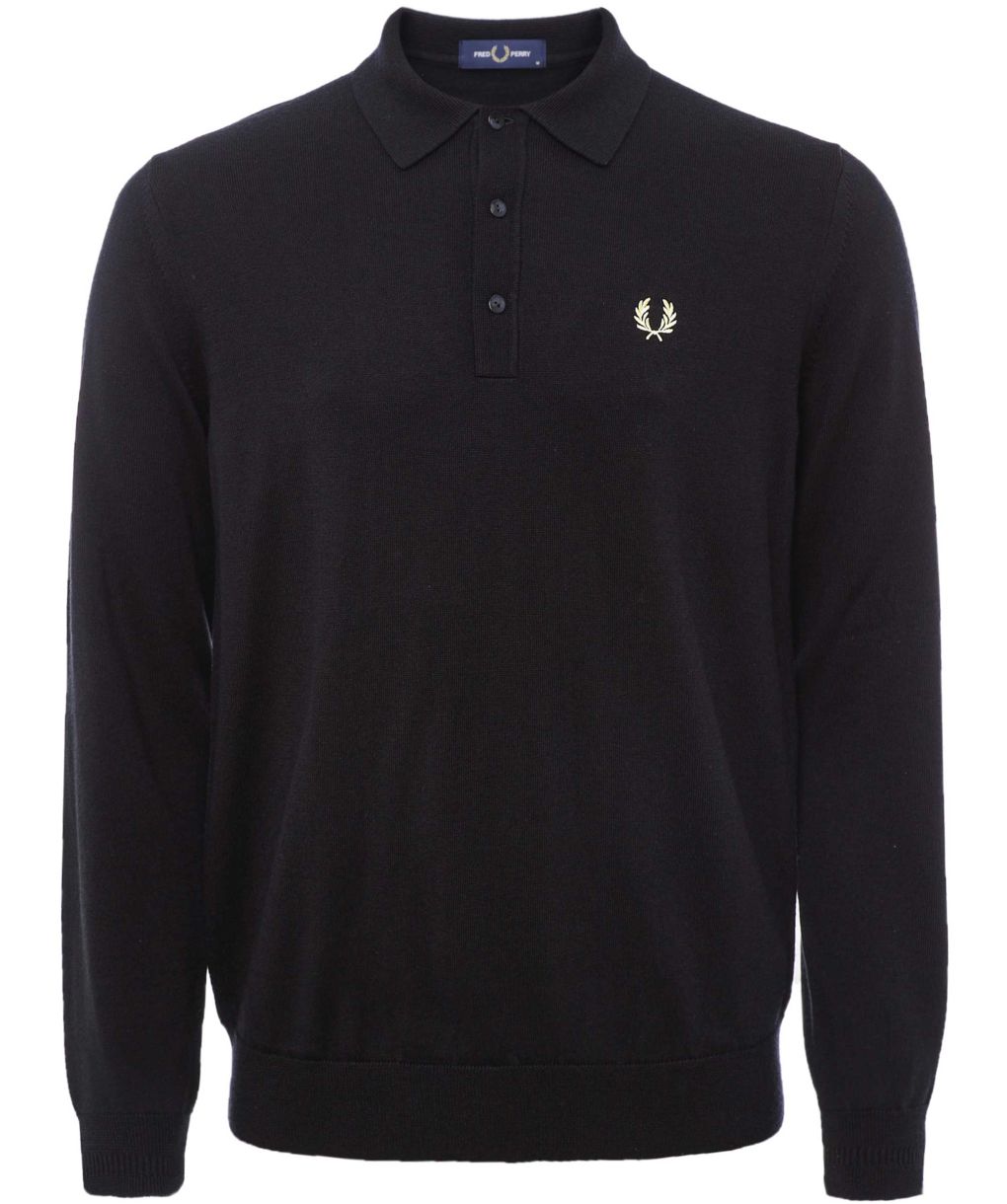 トップス FRED PERRY Long Sleeve Ribbed Polo Shirt Fred Perry Long Sleeve Ribbed Polo Shirt in Blue | Lyst UK
