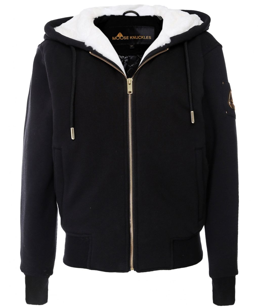 か*ろ様 Moose knuckles  down hoodie ja Moose Knuckles - Full zip hoodie black - The Corner