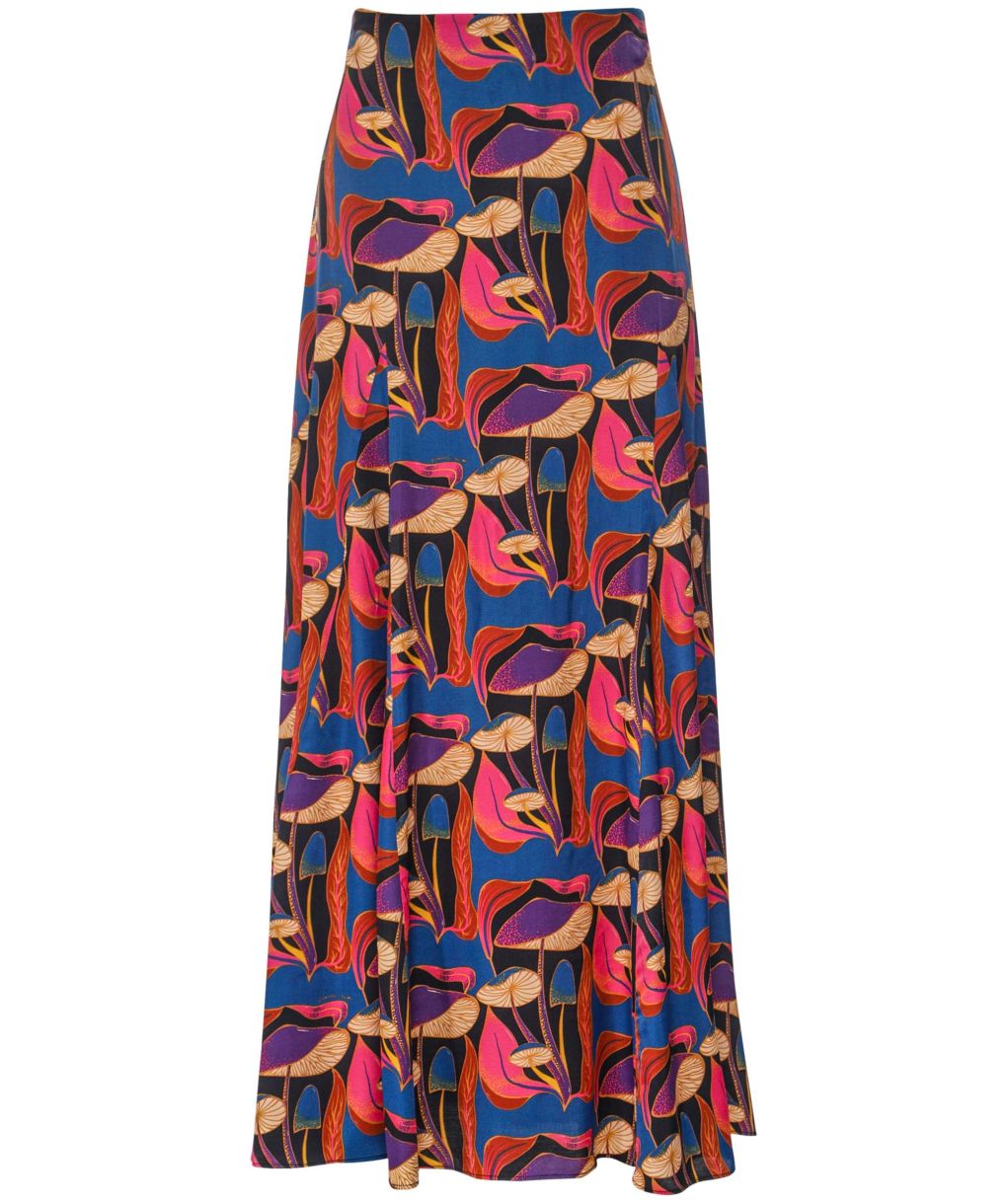 Farm Rio Black Wild Mushrooms Maxi Skirt