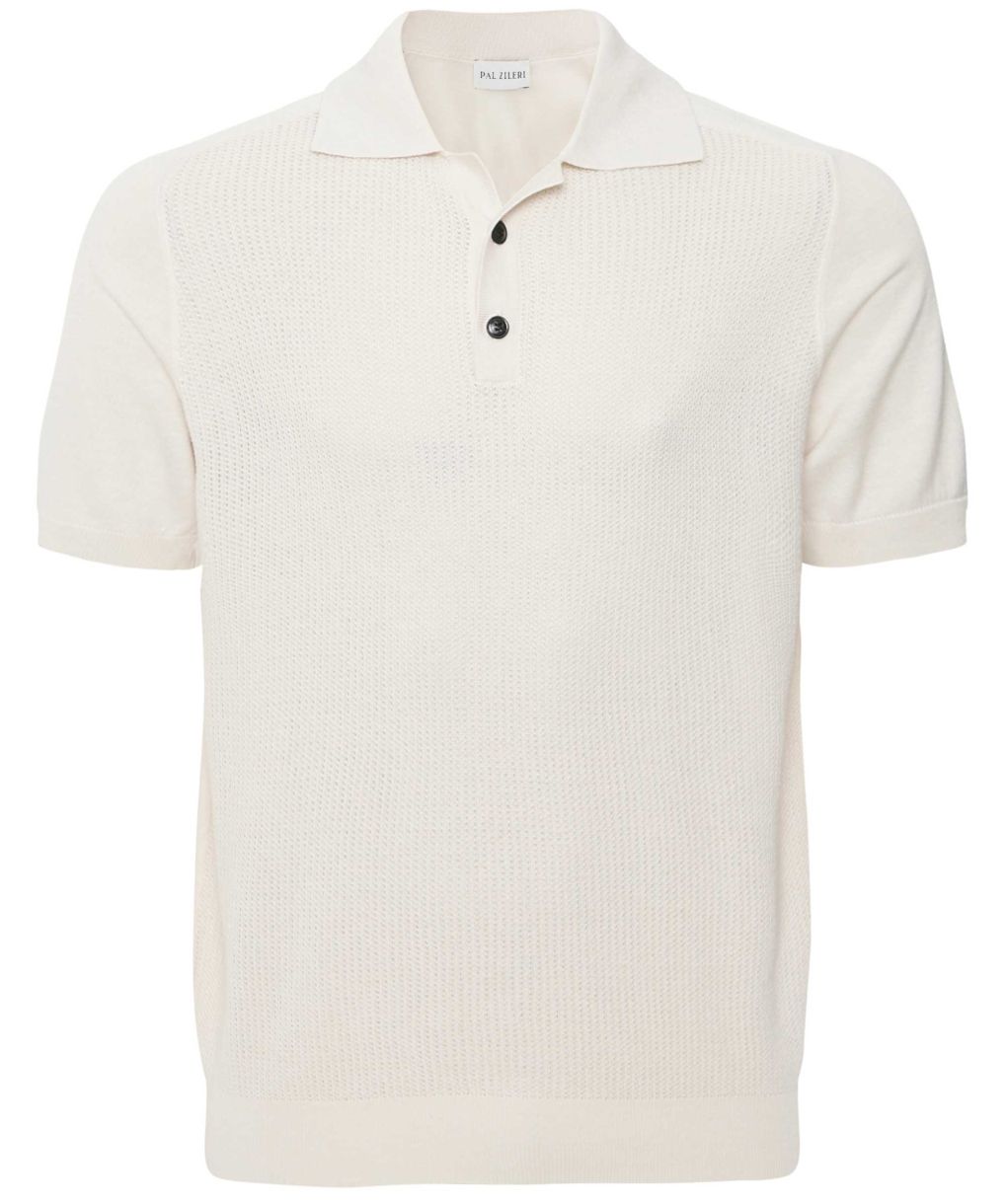 Tシャツ・カットソー Pal Zileri SS25 Knitted polo shirt (9A3M0U552PM700 38) Knitted Polo With Raglan Sleeves In Silk And Cotton Light