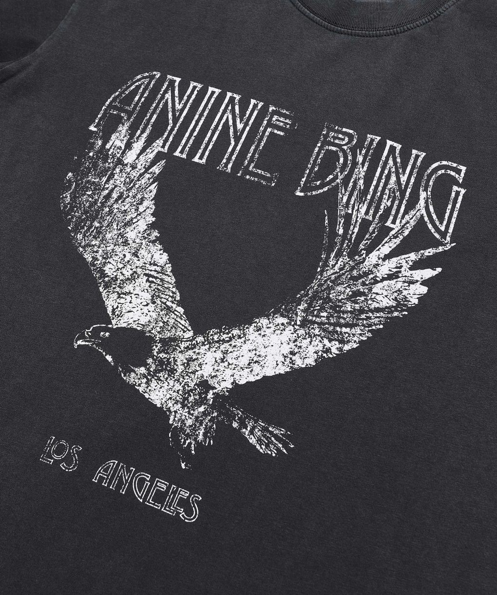 ANINE BING LILI TEE-WASHED BlackイーグルTシャツ Anine Bing Lili Tee - Washed Black Eagle - Black pour Femme