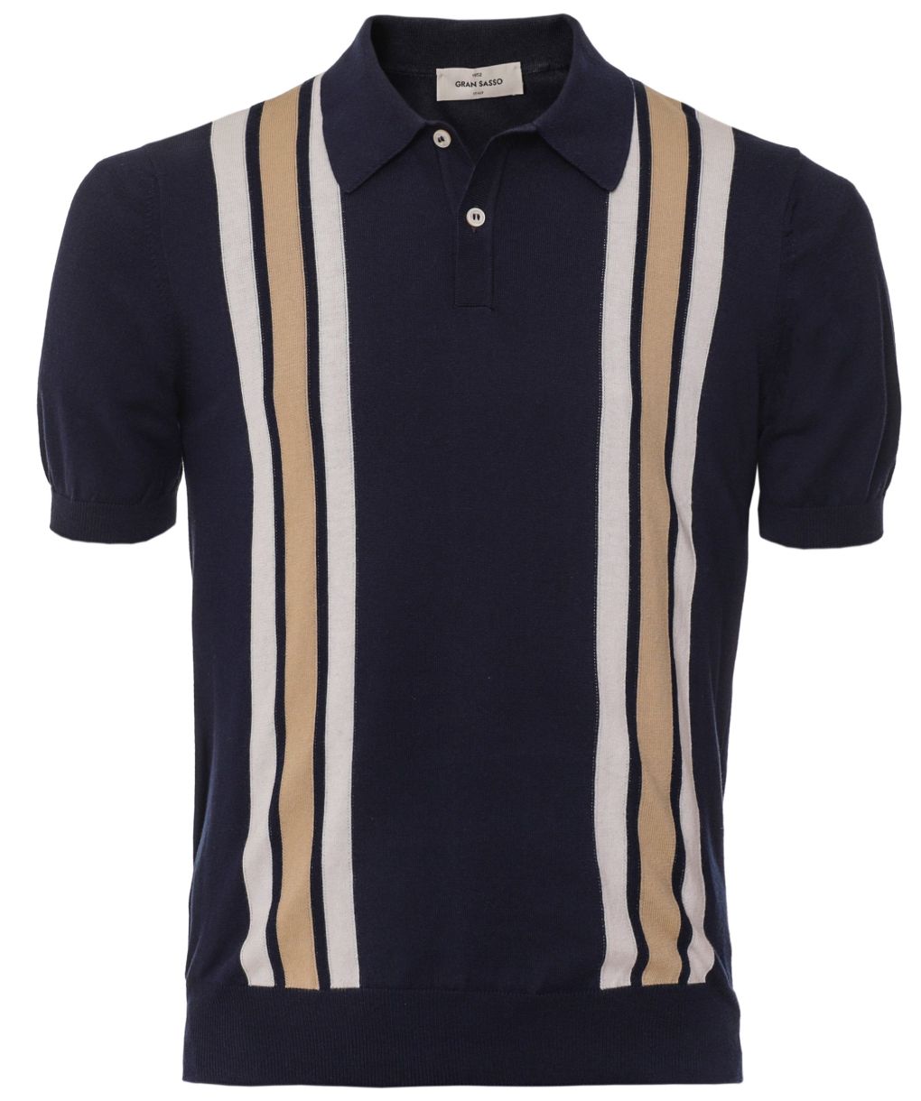 Gran Sasso Knitted Striped Polo Shirt | Jules B