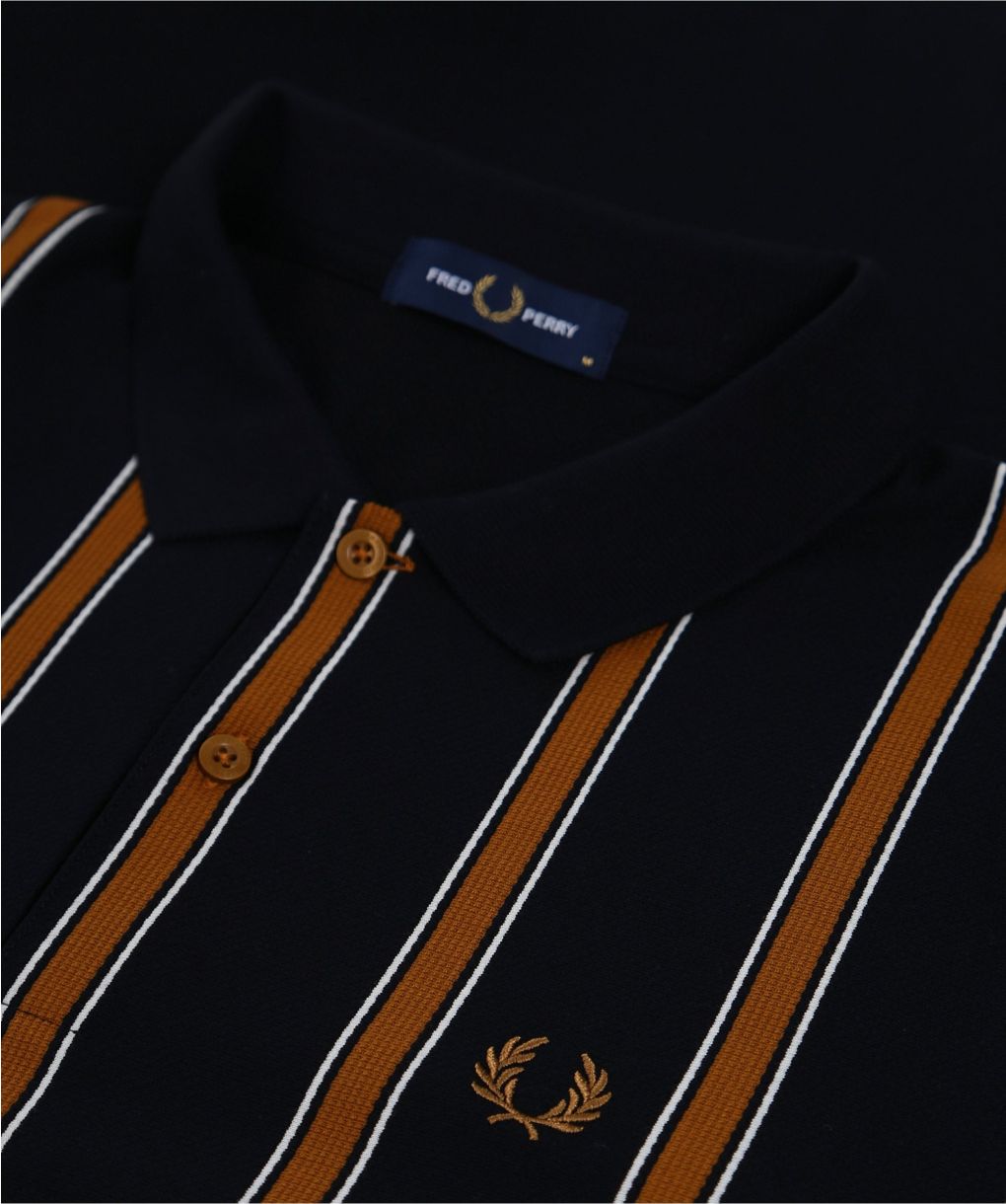 Fred Perry Black Textured Stripe Polo Shirt | Jules B