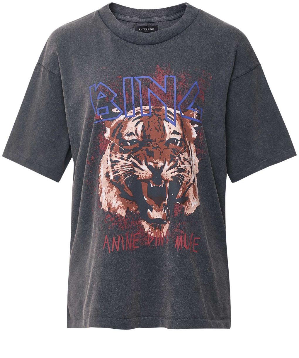 【新品タグ付】ANINE BING アニービン　TIGER　Tシャツ Anine Bing Tiger T-Shirt in Black - Black White Denim