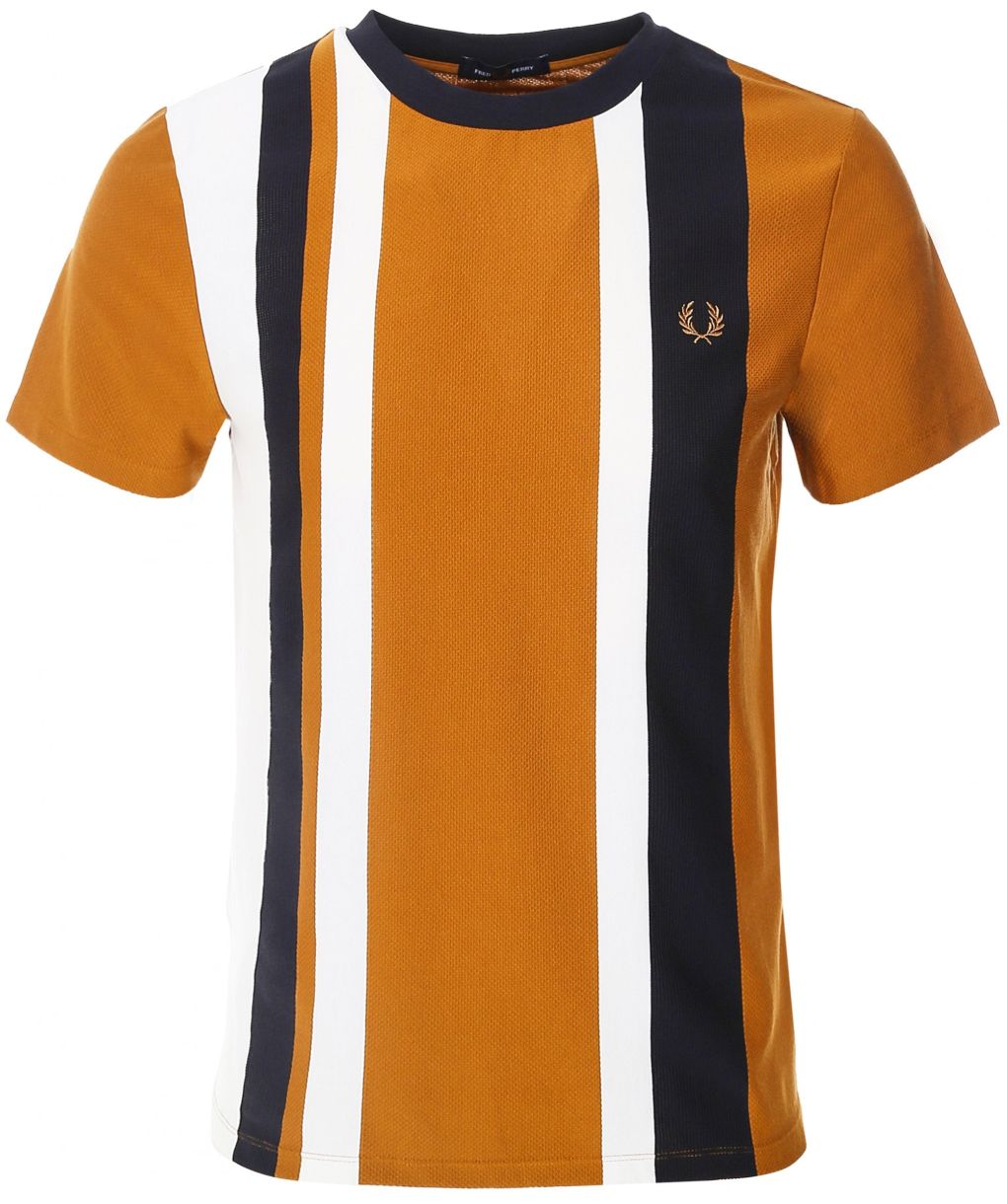 Perry Fred Perry Brown Striped Pique T-Shirt M1596 644 | Jules B