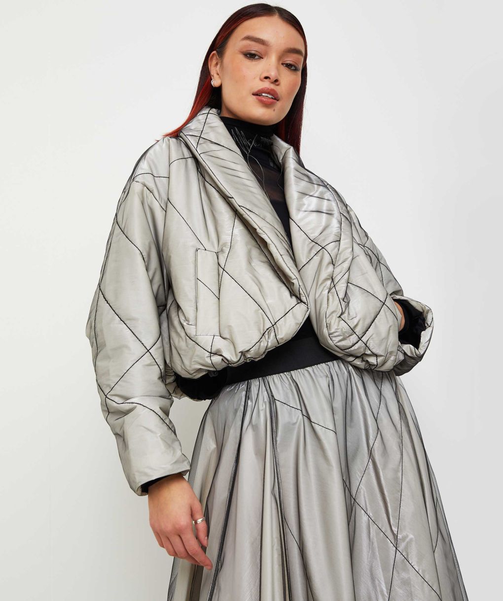 Bize Shiny Cropped Puffer Jacket