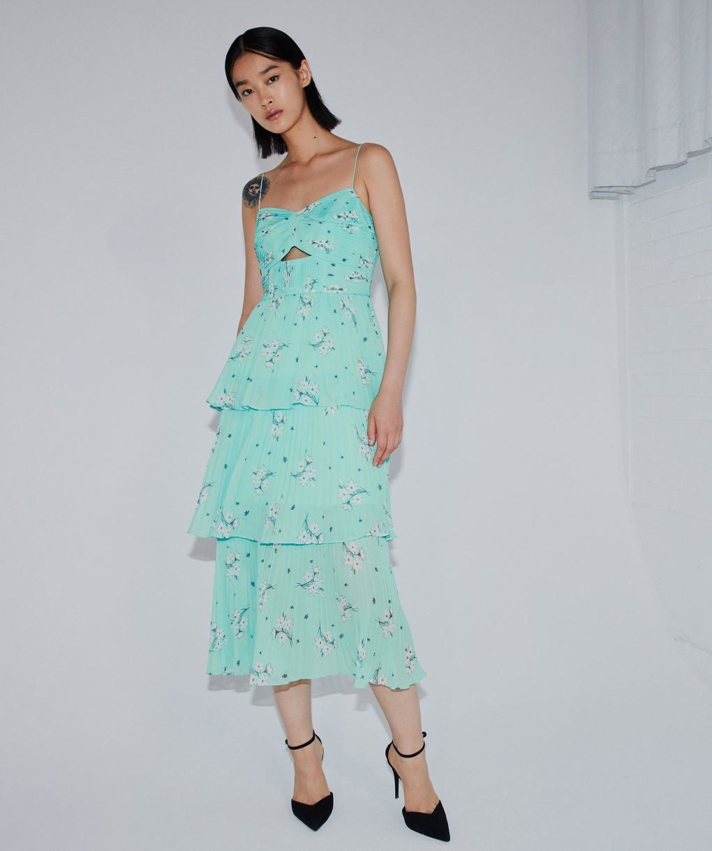 Self-Portrait Floral Tiered Chiffon Midi Dress | Jules B