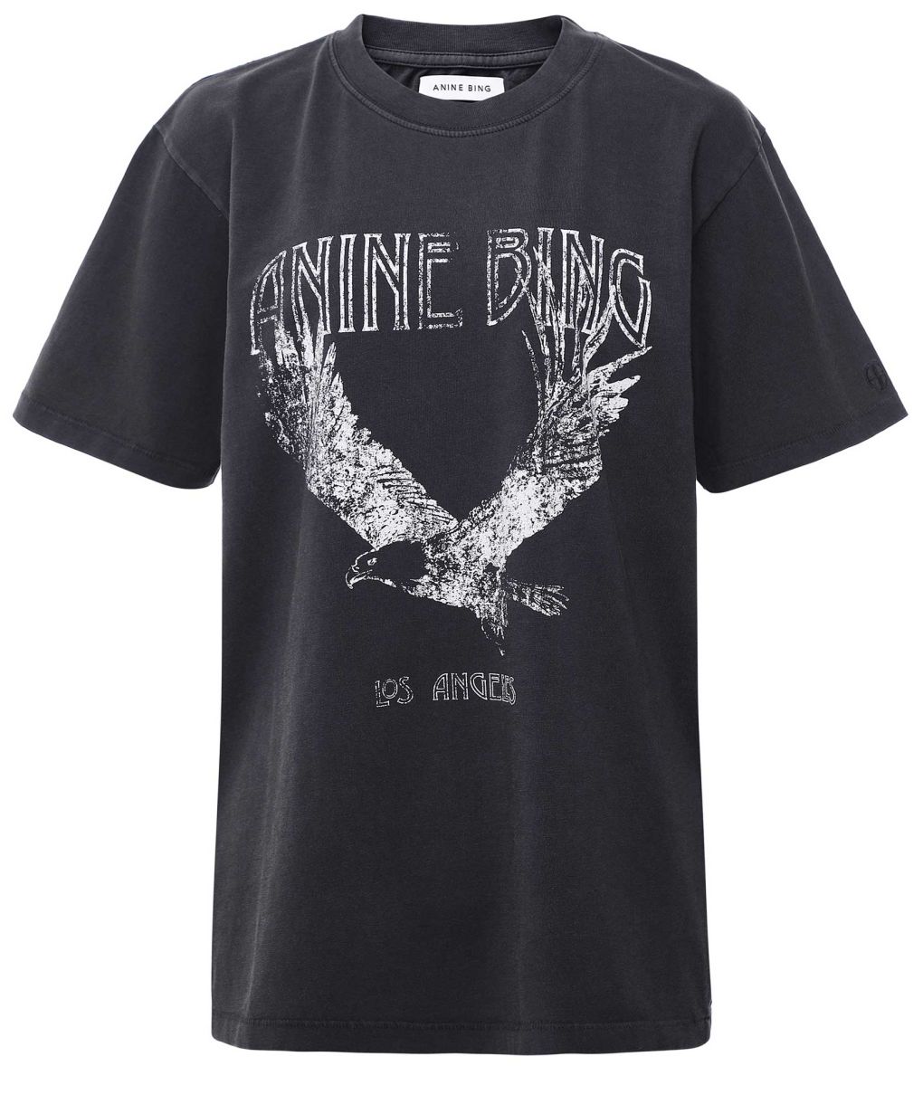 Anine Bing Black Lili Eagle Cotton Tee | Jules B