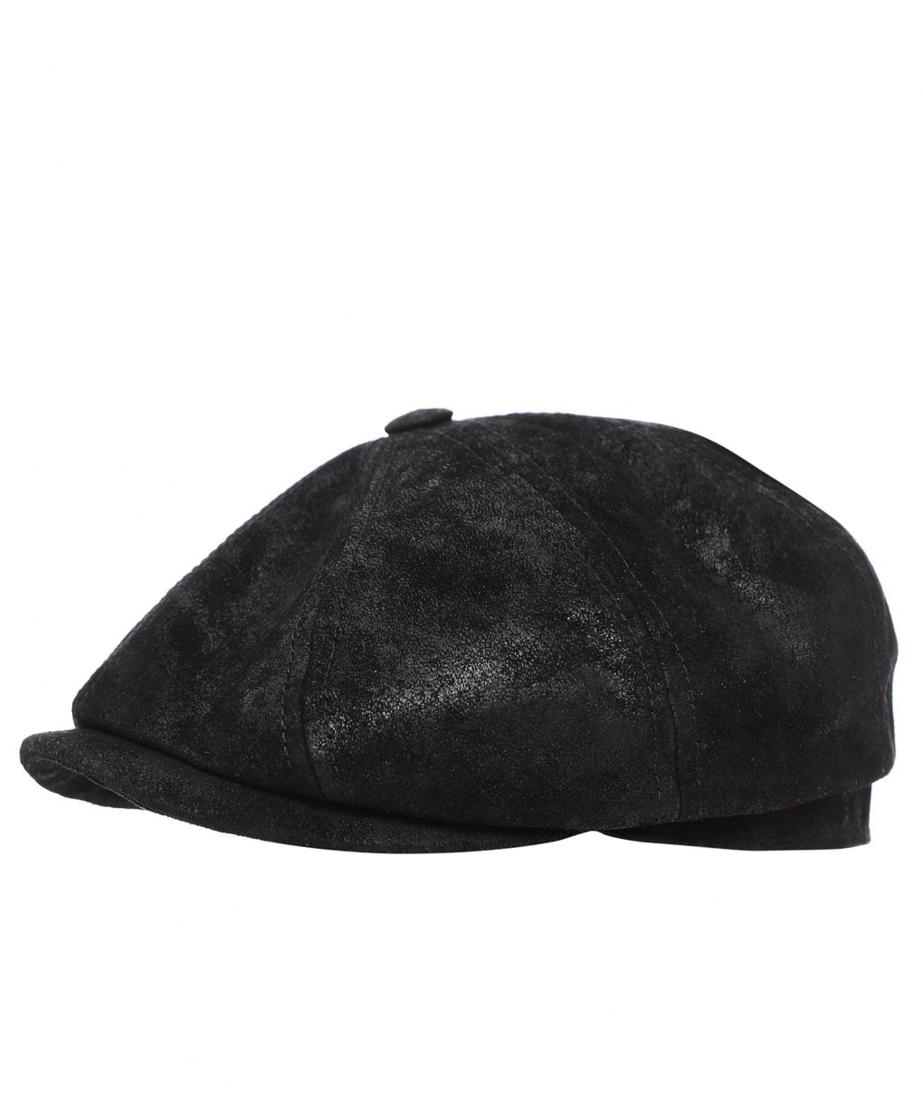 Leather Hatteras Newsboy Cap