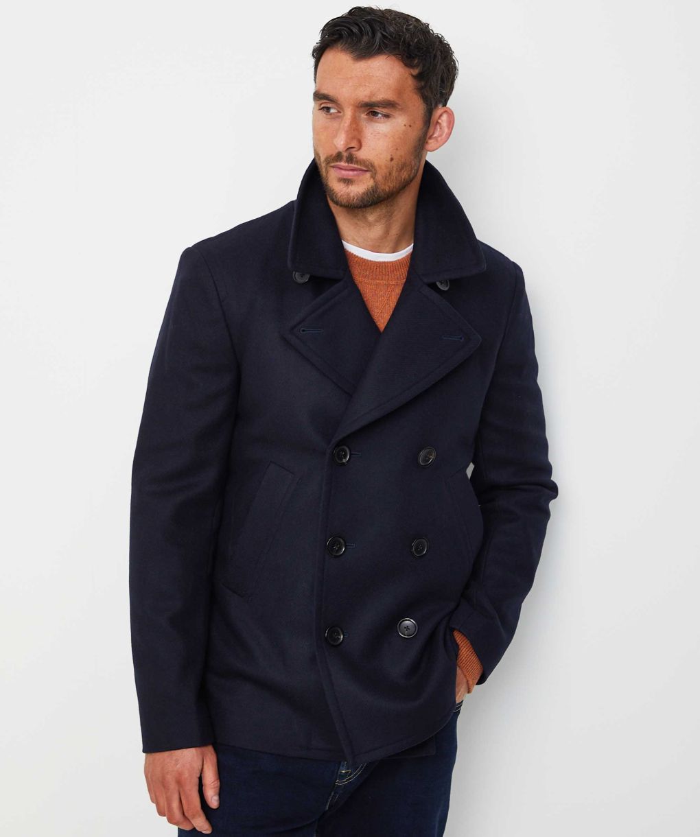 Navy Blue Designer Peacoat Mens Mousqueton Adam Men's Winter