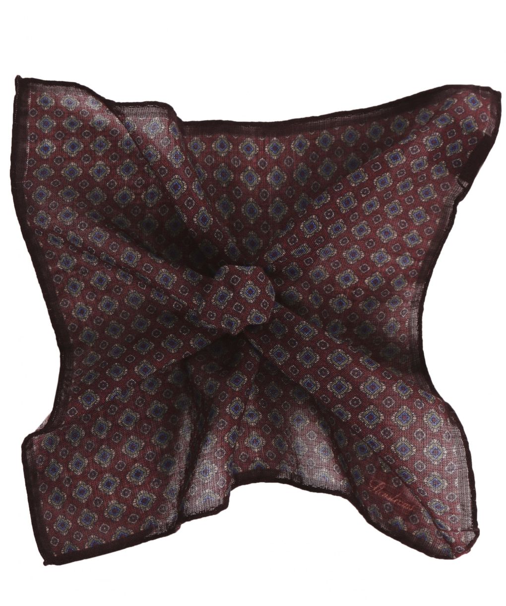 Wool &amp Silk Blend Patterned Pocket Square