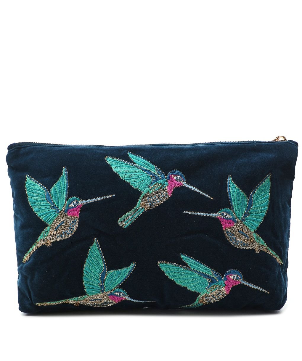 送料関税込【Elizabeth Scarlett】Zip Pouch ジップポーチ Elizabeth Scarlett Cherry Blossom Mini Pouch | Blue | Black