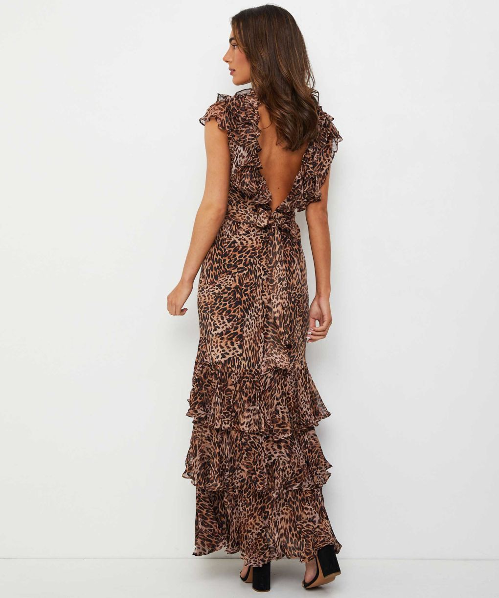 RIXO Silk Leopard Print Rio Maxi Dress
