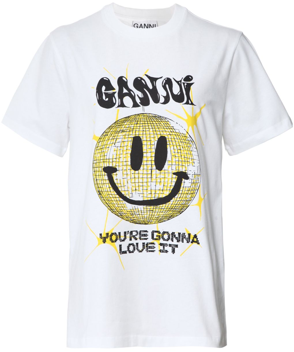 GANNI White Smiley Relaxed T-Shirt Jules B