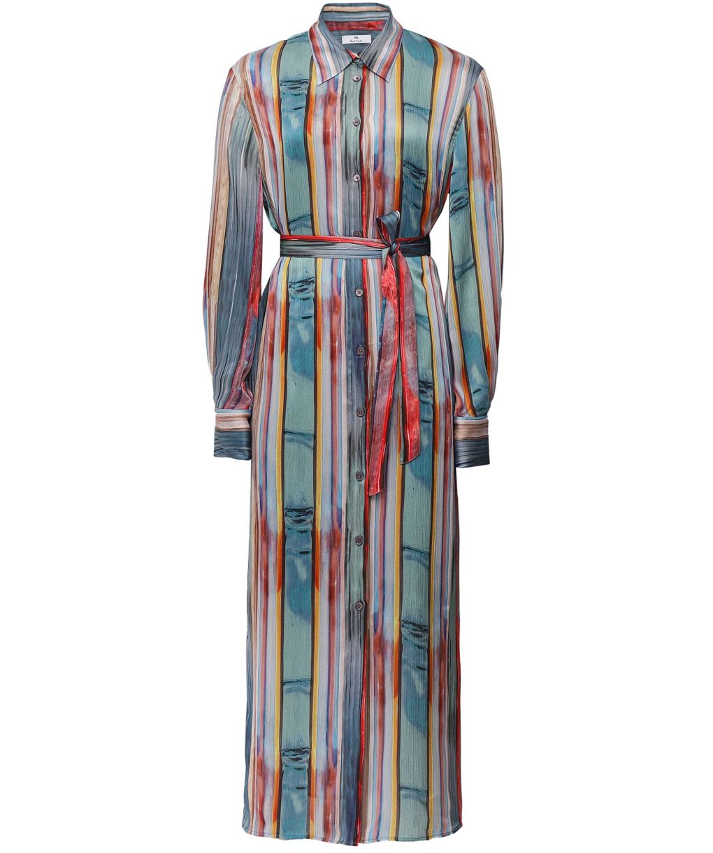 Paul Smith Glass Stripe Crinkle Midi Shirt Dress Jules B