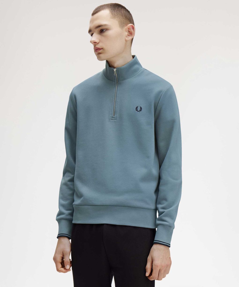 超美品　FRED PERRY Half Zip Sweatshirt fpym3574_coxbldecrcrtblu_vz63.