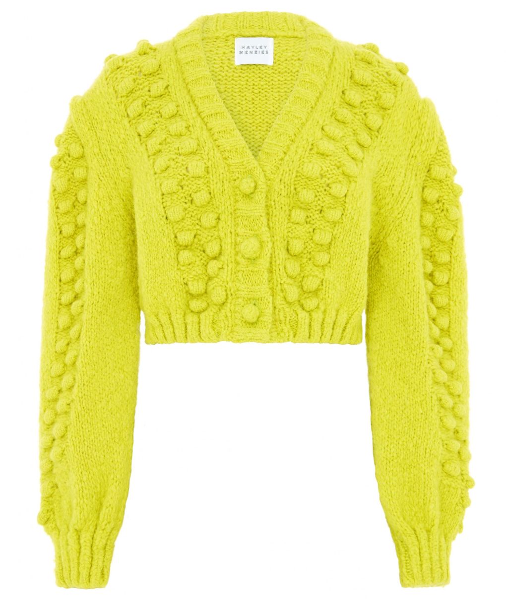 Hayley Menzies Green Gloria Alpaca Wool Cropped Cardigan | Jules B