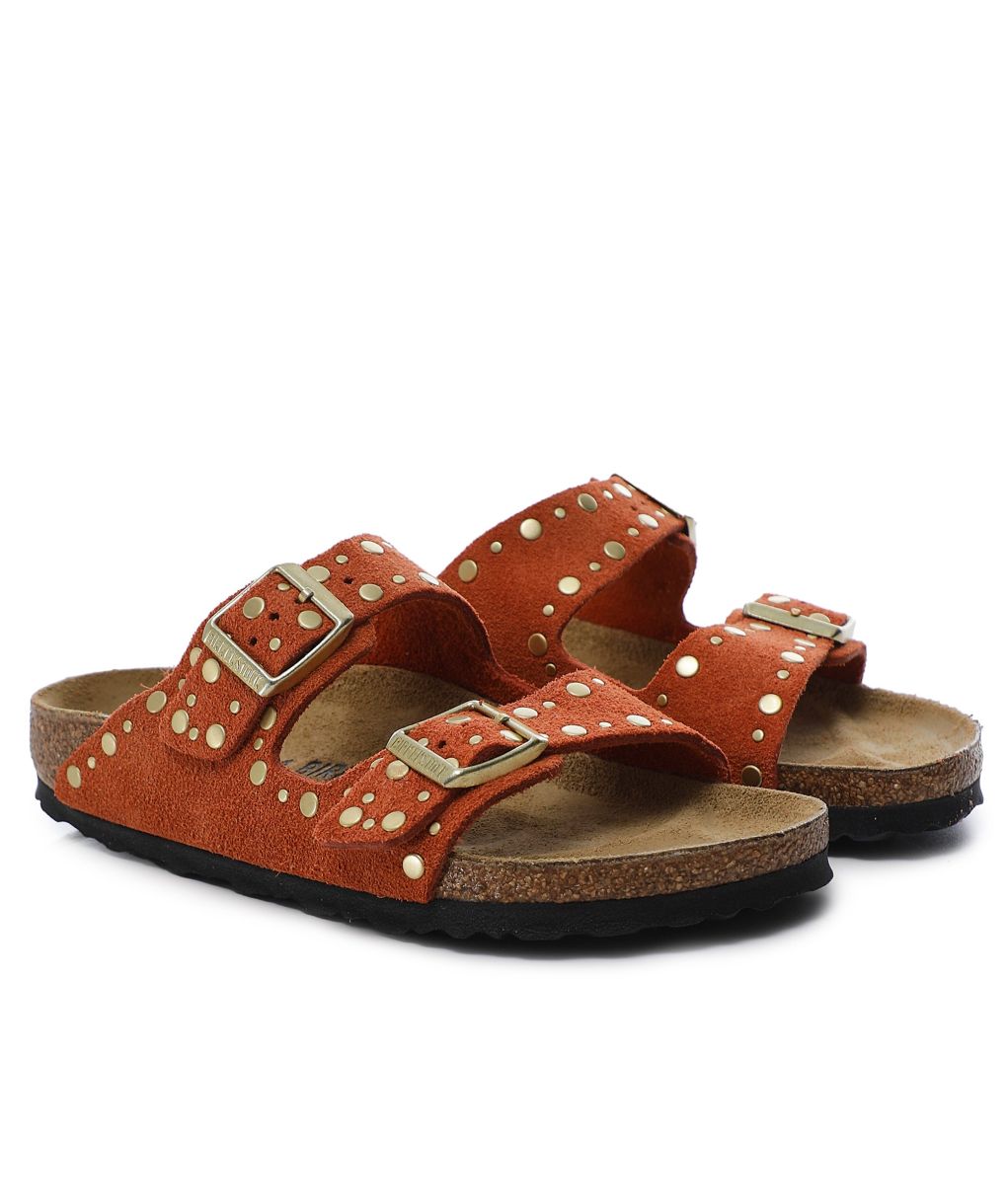 Birkenstock Dark Rust Arizona Rivet Suede Sandals