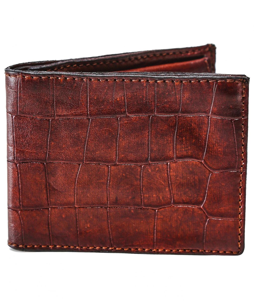 Leather Mock Croc Coin Wallet