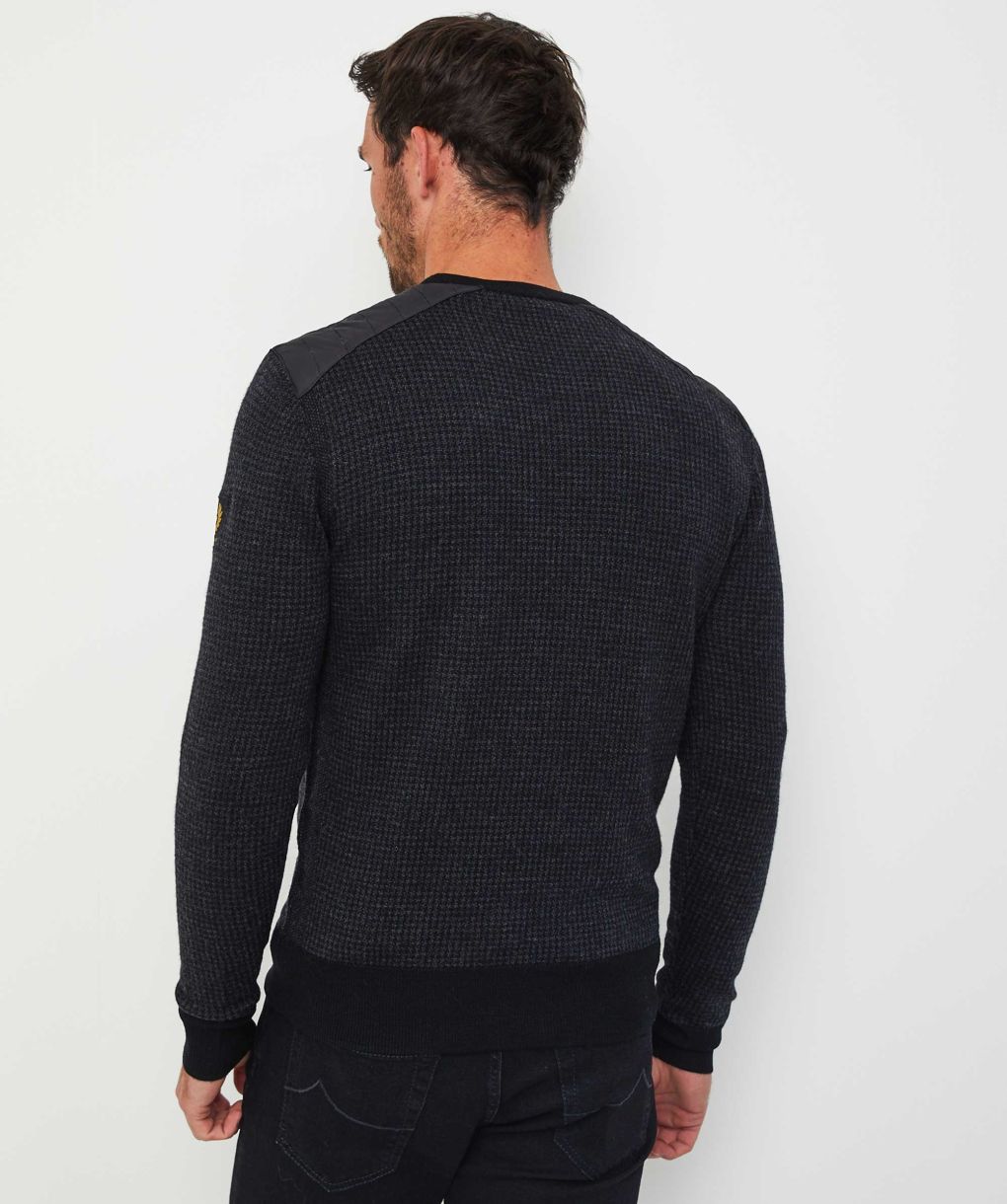 Belstaff Black Houndstooth Merino Kerrigan Jumper