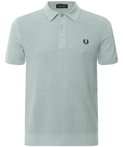 Fred Perry Light Blue Waffle Knit Polo Shirt