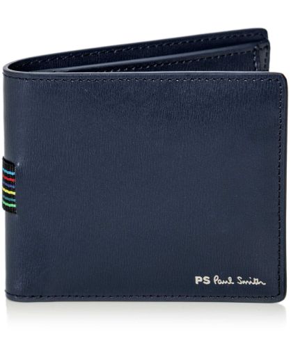 PS Paul Smith Black Leather 'Sports Stripe' Zip Pouch Wallet