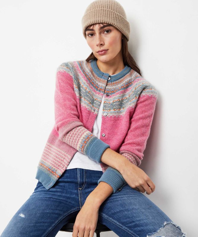 ERIBÉ Alpine Fairisle Merino  Wool Cardigan