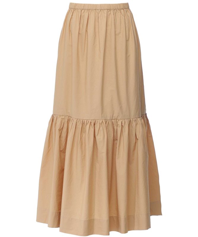 GANNI Cotton Poplin Maxi Flounce Skirt