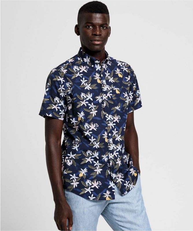 Regular Fit Short Sleeve Lemon Flower Shirt