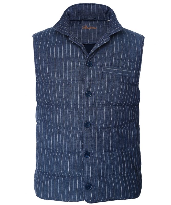 Stenstroms Linen Down Quilted Pinstripe Gilet