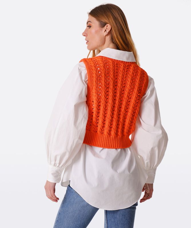 GANNI Orange Cropped Rope Vest | Jules B