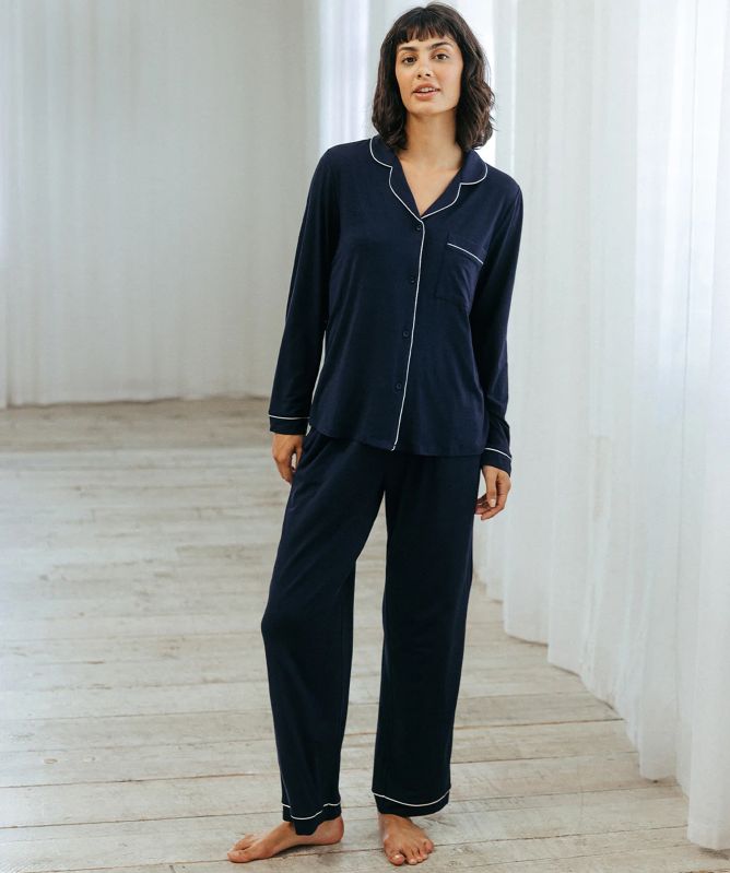 Chelsea Peers Modal Long Button Up Pyjamas