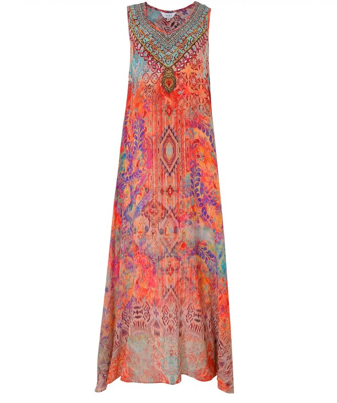 Inoa Monrovian 12001 Multicoloured Silk Flowing Maxi Dress Monrovian 12001 Flow Maxi Dress main image 1