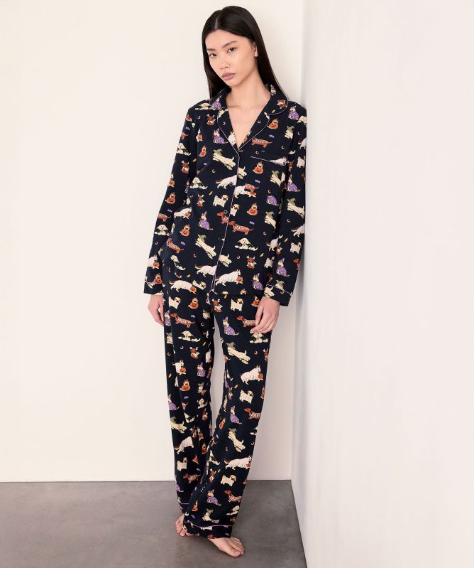 Chelsea Peers Halloween Dogs Print Long Pyjamas