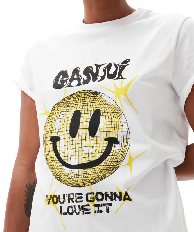 GANNI White Smiley Relaxed T-Shirt | Jules B