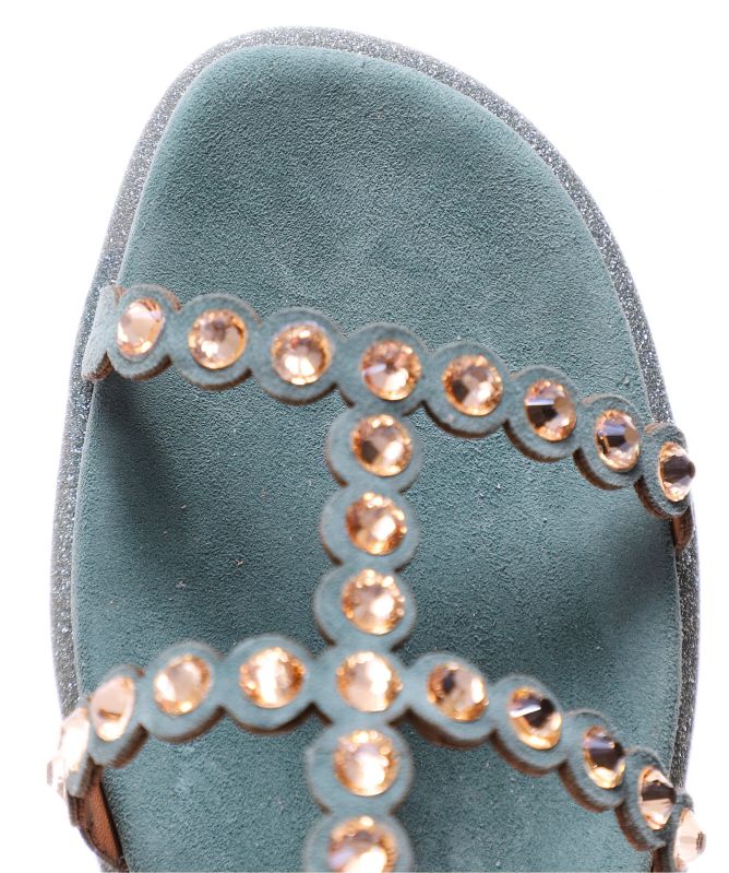 Alma en Pena Suede Rhinestone Sandals