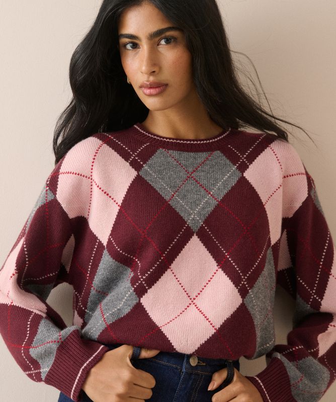 Nobody's Child Argyle Oversized Wool-Blend Jumper