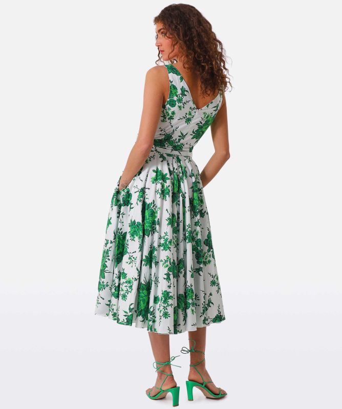 Lavi Green Ginger Sleeveless Floral Midi Dress Jules B