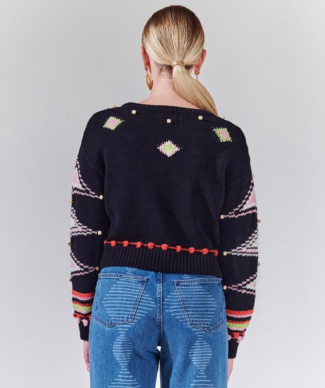 Hayley Menzies Intarsia Diamond Beaded Jumper