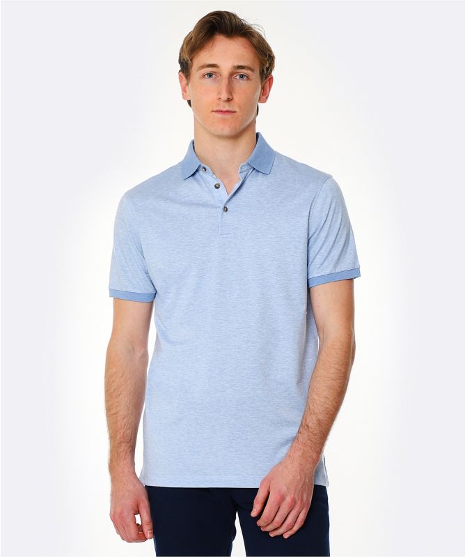 Hackett Linen Striped Placket Polo Shirt
