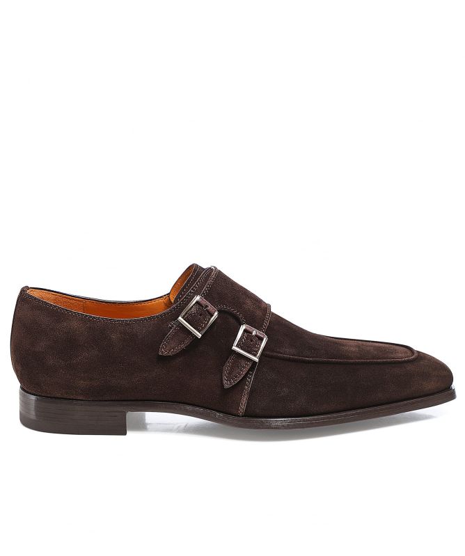 Magnanni Dark Brown Suede Double Monk Shoes | Jules B