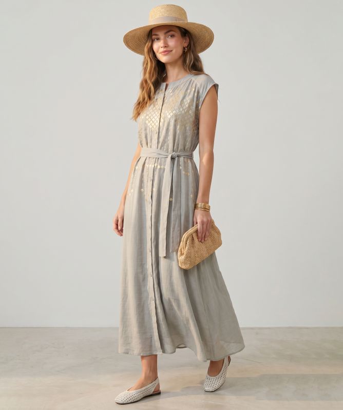 Greek Archaic Kori Grape Button-Through Dress