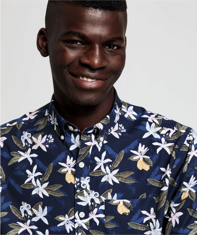 Regular Fit Short Sleeve Lemon Flower Shirt