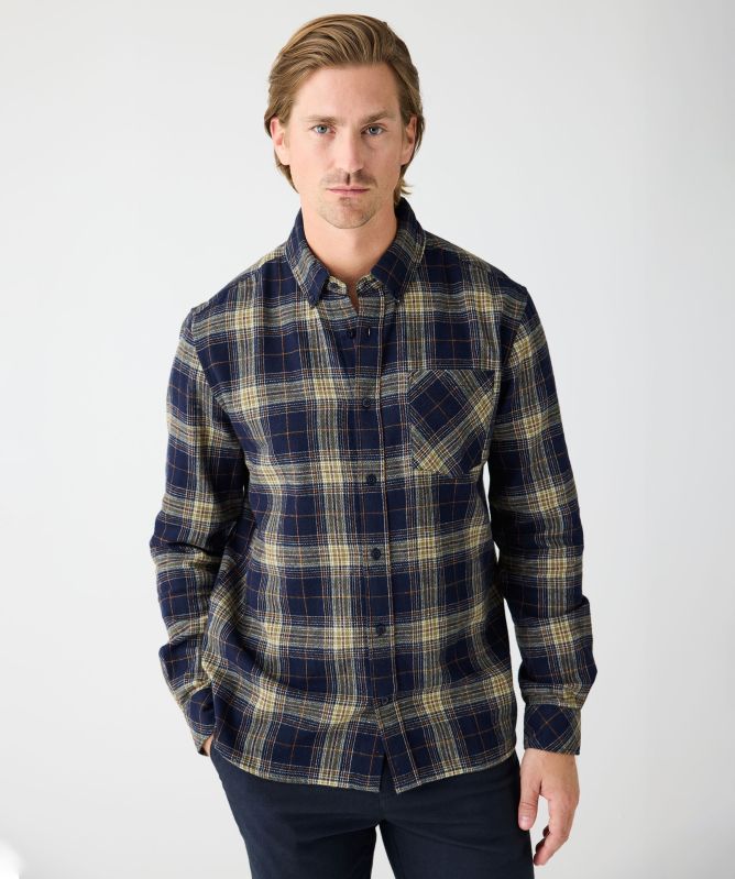 Knowledge Cotton Dune Regular Check Flannel Shirt
