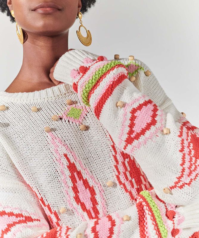 Hayley Menzies Intarsia Diamond Beaded Jumper