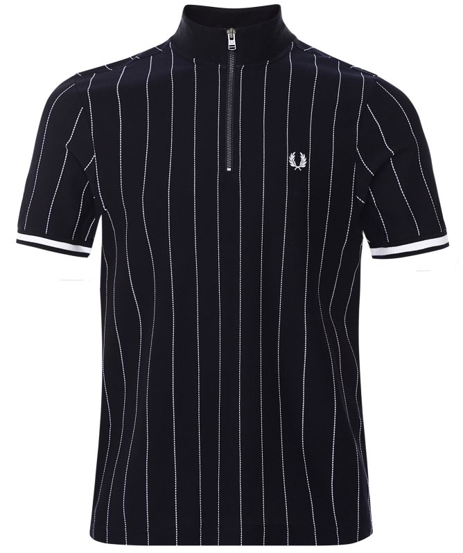Fred Perry Striped Funnel Neck Polo Shirt
