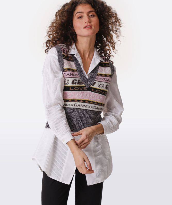 GANNI Graphic V-Neck Knitted Vest | Jules B